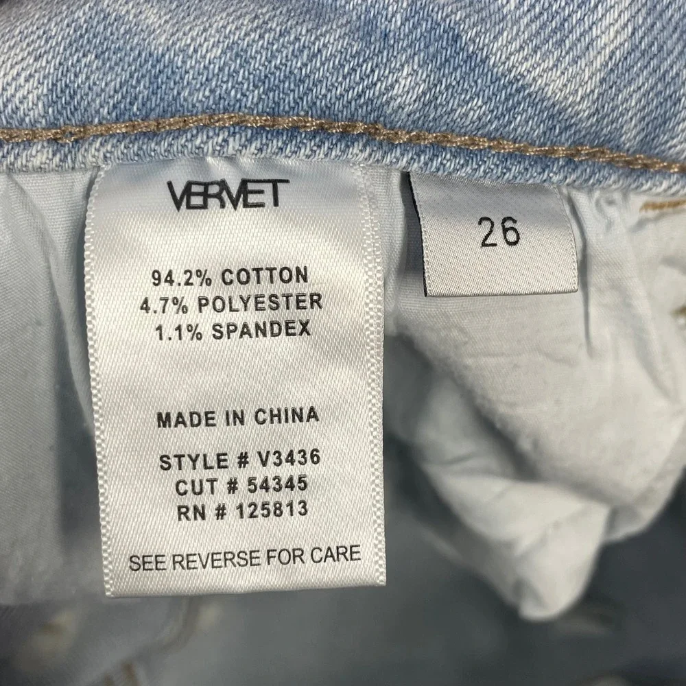Vervet Light Wash High Rise Cargo Straight Leg Jeans Women 26